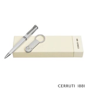 Parure CERRUTI 1881 Chrome (stylo bille & porte-clefs)