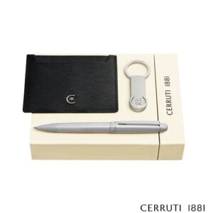 Parure CERRUTI 1881 (stylo bille, porte-clefs & porte-cartes)