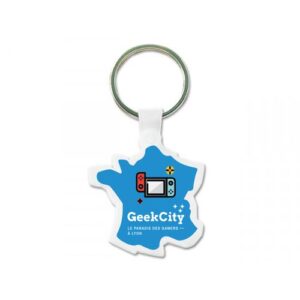 PORTE CLES PLASTIQUE SOUPLE FORME FRANCE (anneau 25 mm)