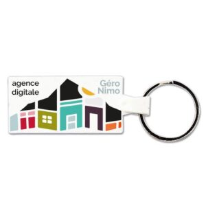 PORTE CLES PLASTIQUE SOUPLE RECTANGLE 55x28 mm (anneau 25 mm)