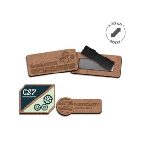 BADGE MDF EP 3 mm AVEC AIMANT MAXI 20 cm2