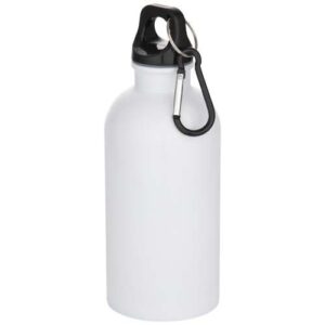 Bouteille d’eau Oregon de 400 ml en acier inoxydable recyclé à simple paroi certifié RCS avec mousqueton (impression par sublimation)