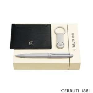 Parure CERRUTI 1881 (stylo bille, porte-clefs & porte-cartes)