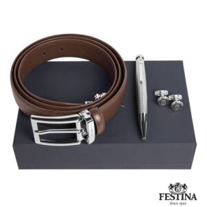 Parure Festina (stylo bille, boutons de manchette & ceinture)