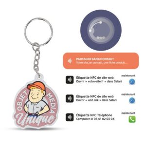 PORTE-CLÉS PVC SOUPLE 2D AVEC PUCE NFC