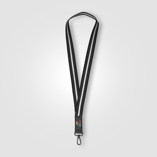 Lanière pour téléphone Newport en rPET tissé motif chevron avec attache – 43,7 × 2,5 cm