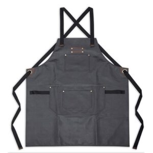 Tablier en toile enduite et cuir