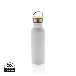 Bouteille en acier inoxydable avec couvercle en bambou
