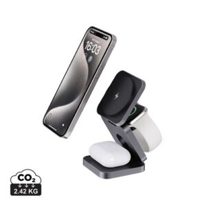 Chargeur 15W pliable 3 en 1 en aluminium recyclé RCS  Terra