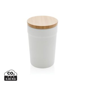 Mug 300ml en PP recyclé GRS avec couvercle en bambou