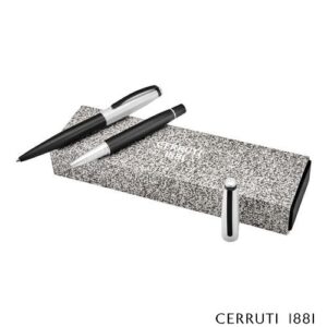 Parure Benson Black & Chrome (stylo bille & stylo roller)