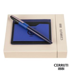 Parure Brick Navy Bright Blue (stylo bille & porte-cartes)