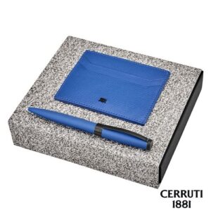 Parure CERRUTI 1881 Bright Blue (stylo bille & porte-cartes)