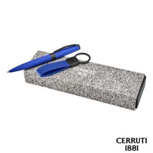 Parure CERRUTI 1881 Bright Blue (stylo bille & porte-clefs)