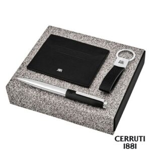 Parure CERRUTI 1881 (stylo bille, porte-clefs & porte-cartes)