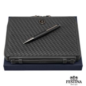 Parure Interlace Black (stylo bille & conférencier A5)