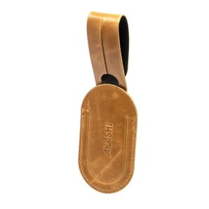 ETIQUETTE BAGAGE  EN CUIR VERITABLE MARRON FONCE