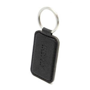 PORTE-CLE EN SIMILI-CUIR NOIR GRAINE
